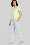 Zivame Optics Fun Knit Cotton Pyjama Set - Forever Blue — thumbnail 2